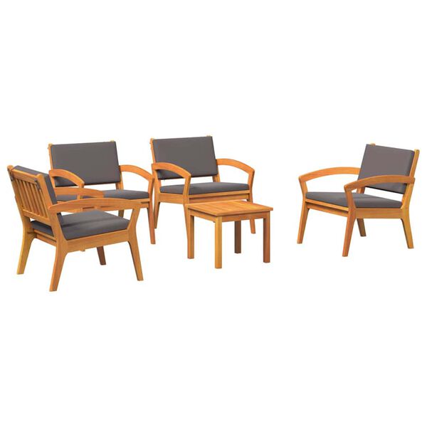 vidaXL Bistroset med kudde 5 pcs Brun Polyester