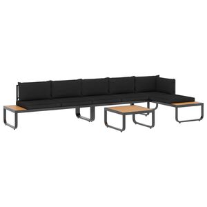 vidaXL H&ouml;rnsoffa set med dynor 4 delar aluminium och WPC