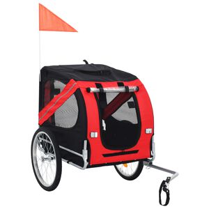 vidaXL Cykelvagn f&ouml;r djur r&ouml;d och svart