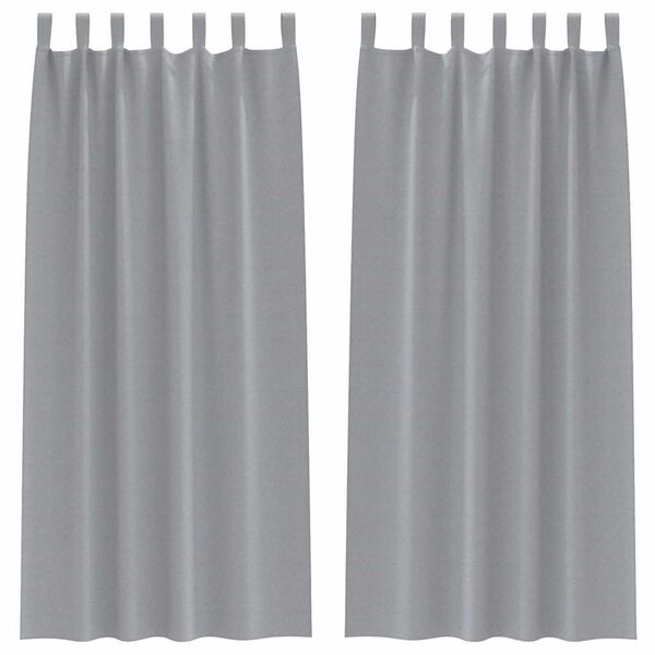 vidaXL M&ouml;rkl&auml;ggningsgardiner med Ringar 2 pcs Ljusgr&aring; 245 x 140 cm