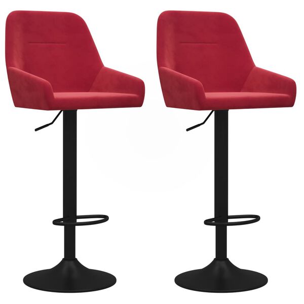 vidaXL Barstol 2 st vinröd sammet