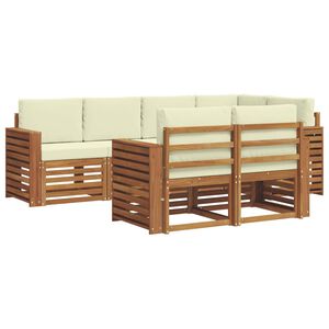 vidaXL Sektionsoffgrupp med kudde 7 pcs Naturlig och Gr&auml;dde