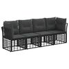 vidaXL Utomhussoffset med kudde 4 pcs Svart Polyester
