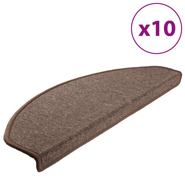 vidaXL Trappmattor 10 st 65x24x4 cm kaffebruna halvrunda stora