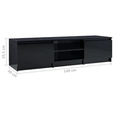 vidaXL TV-bänk svart högglans 140x40x35,5 cm konstruerat trä