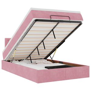 vidaXL Ottomansk s&auml;ng med madrass rosa 120x190 cm sammet