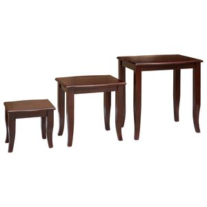 vidaXL Nesting Sidobord 3 pcs Brun Massivt mahognytr&auml;