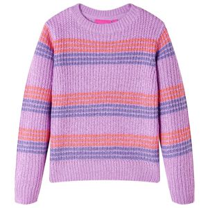 Stickad tr&ouml;ja med r&auml;nder f&ouml;r barn lila och rosa 92