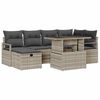 vidaXL Tr&auml;dg&aring;rdsoffset med kudde med lagring 7 pcs Ljusgr&aring; Poly rattan