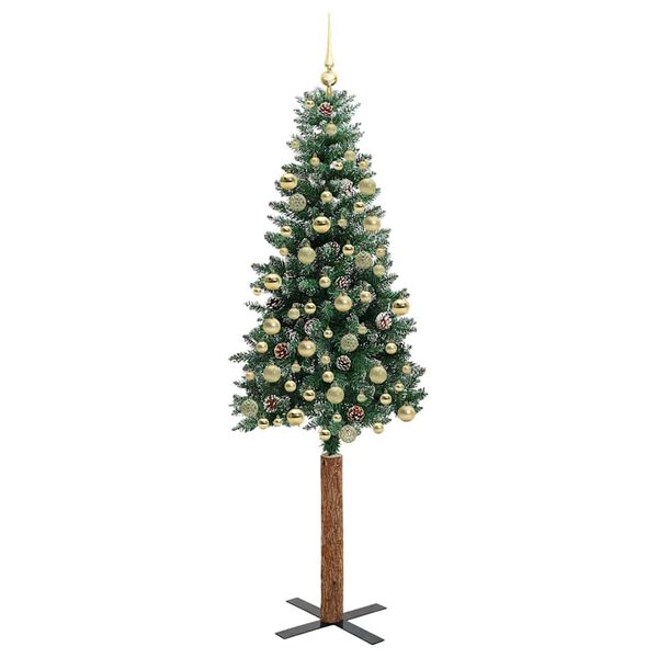 vidaXL Smal julgran med 300 LED-lampor Gr&ouml;n 210 cm PVC och solid furu