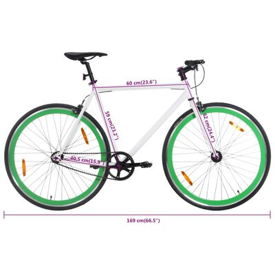 vidaXL Fixed gear cykel vit och grön 700c 59 cm