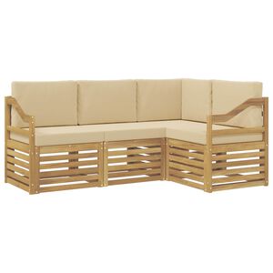 vidaXL Soffgrupper 4 pcs Vit och Beige 185,5 x 126,5 x 73 cm Polyester
