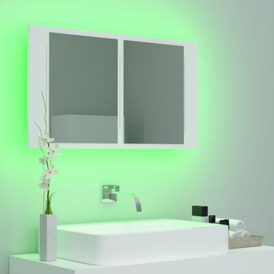 vidaXL Spegelskåp med LED vit 80x12x45 cm akryl