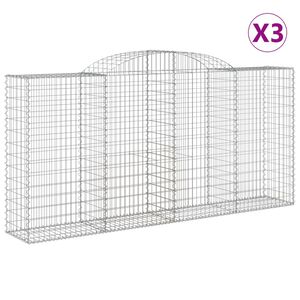 vidaXL Gabioner b&aring;gformade 3 st 300x50x140/160 cm galvaniserat j&auml;rn