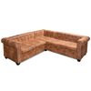 vidaXL Chesterfield 5-sitssoffa konstl&auml;der brun
