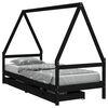 vidaXL S&auml;ngram med l&aring;dor f&ouml;r barn svart 90x190 cm massiv furu