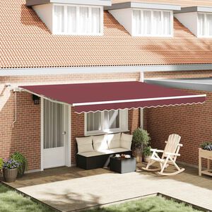 vidaXL Markis automatiskt inf&auml;llbar med LED vinr&ouml;d 450x300 cm