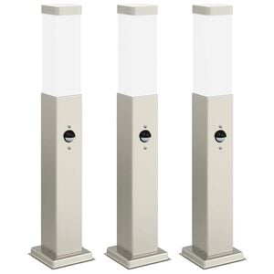 vidaXL Pollare med sensor 3 st 50 cm rostfritt st&aring;l IP44