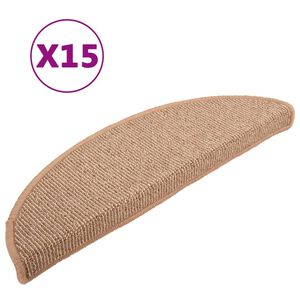 vidaXL Trappmattor 15 st 56x17x3 cm ljusbruna halvrunda