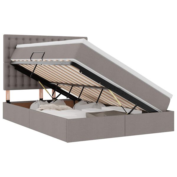 vidaXL F&ouml;rvaringss&auml;ng med LED med madrass Taupe 140 x 190 cm Polyester