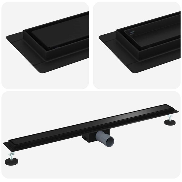 vidaXL 2 i 1 Duschavlopp Svart 90 cm Rostfritt St&aring;l 304