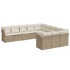vidaXL Loungegrupp f&ouml;r tr&auml;dg&aring;rden m. dynor 11 delar beige konstrotting