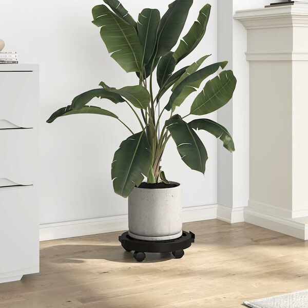 vidaXL Blomvagnar med hjul 5 st diameter 30 cm svart 170 kg