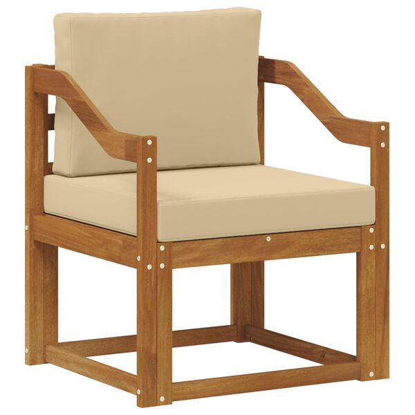 vidaXL Utomhussoffa Massivt akaciatr&auml; och polyester Naturf&auml;rg