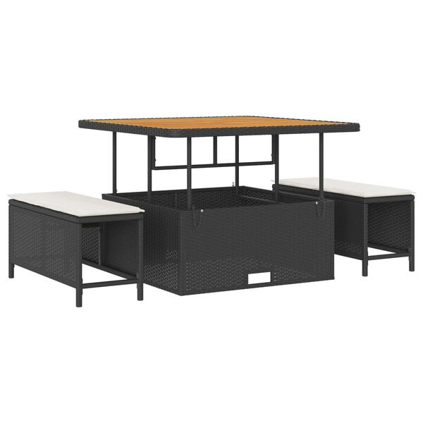 vidaXL Tr&auml;dg&aring;rdsoffset 9 pcs Svart och kr&auml;m 100 x 100 x 71 cm