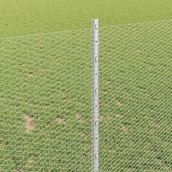 vidaXL St&auml;ngsel med stolpe Silver 1 x 100 m St&aring;l