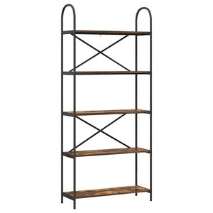 vidaXL Hyllsystem 5 niv&aring;er 80 x 30 x 183 cm Konstruerat tr&auml; R&ouml;kt ek