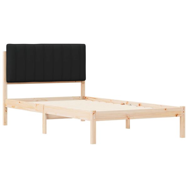 vidaXL S&auml;ngram med Kl&auml;dd Huvudgavel Svart 100 x 200 cm Massiv furu