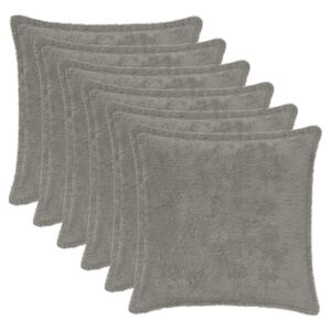 vidaXL Kudd&ouml;verdrag 6 st HOUTEN Ljusgr&aring; 30 x 30 cm Faux Kaninp&auml;ls