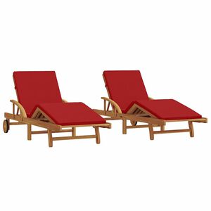vidaXL Solstol Reclining 2 pcs Röd 200 x 67 x 84cm Massivt akaciaträ