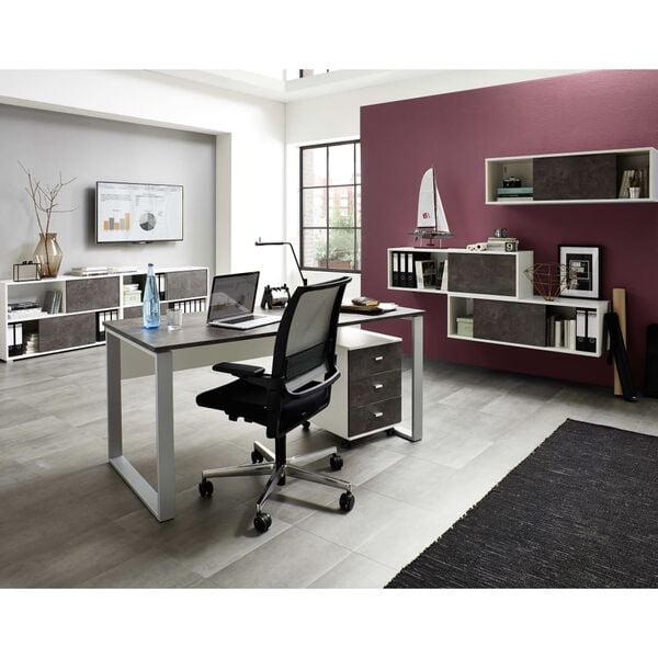 Germania Hylla med skjutd&ouml;rr Altino 120x35,6x36,6 cm basaltom&ouml;rk och vit