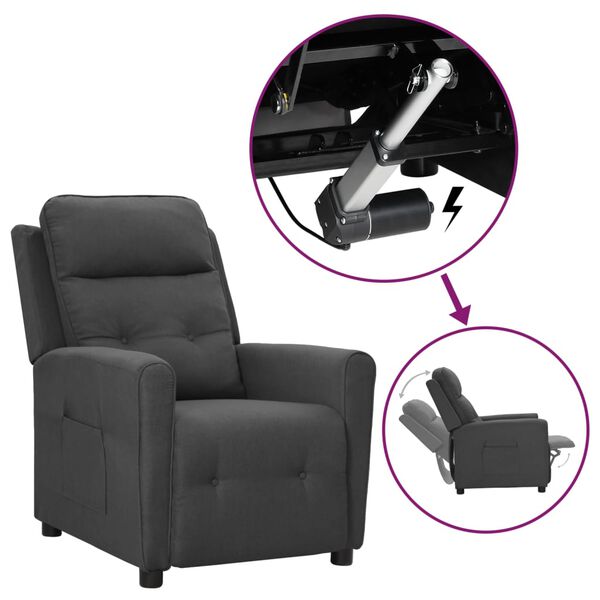 vidaXL f&aring;t&ouml;lj med uppresningshj&auml;lp m&ouml;rkgr&aring; tyg