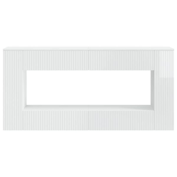 vidaXL Konsolbord Randig H&ouml;gblank Vit 155 x 29 x 74 cm Konstruerat tr&auml;