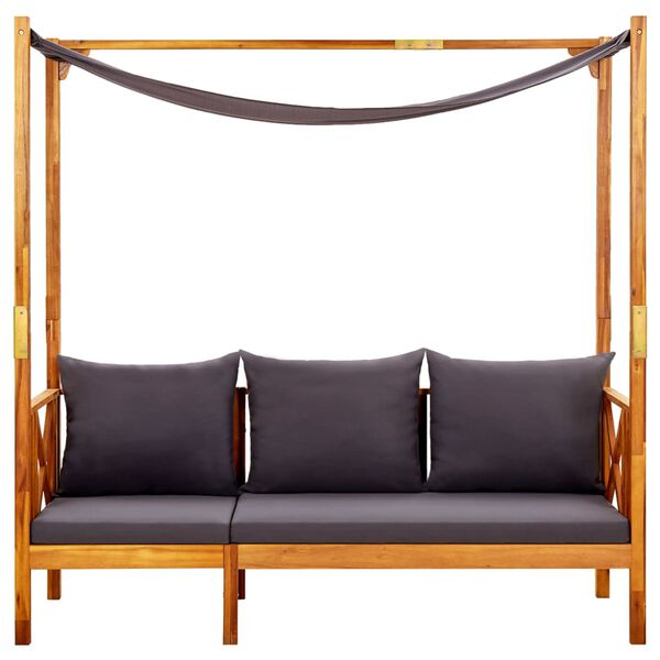 vidaXL Trädgårdsbänk med baldakin massivt akaciaträ