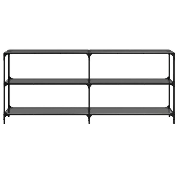 vidaXL Konsolbord med svart glasskiva 194,5x30x81 cm st&aring;l