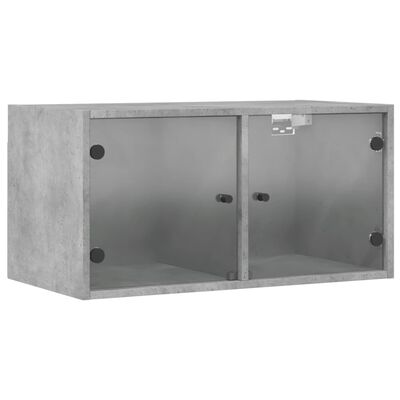 vidaXL Sidoskåp med glasdörrar betonggrå 68,5x37x35 cm