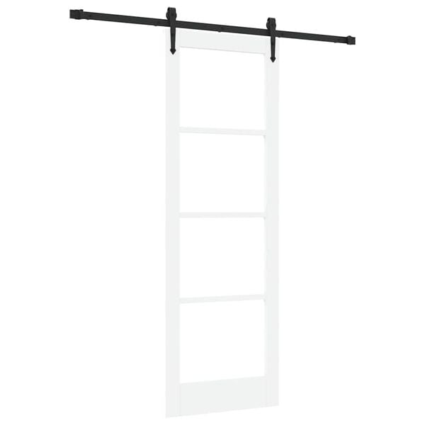 vidaXL Skjutdörr Vit 73,5 x 211 cm Massivt tallträ och glas