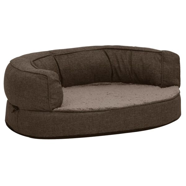 vidaXL Ergonomisk hundmadrass 60x42 cm linnelook fleece brun