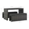 vidaXL Matgrupp för trädgården 3 delar med dynor konstrotting grå