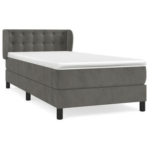 vidaXL Rams&auml;ng med madrass m&ouml;rkgr&aring; 100x200 cm sammet
