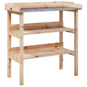 vidaXL V&auml;xtbord med hylla 78x38x82,5 cm massivt grantr&auml;