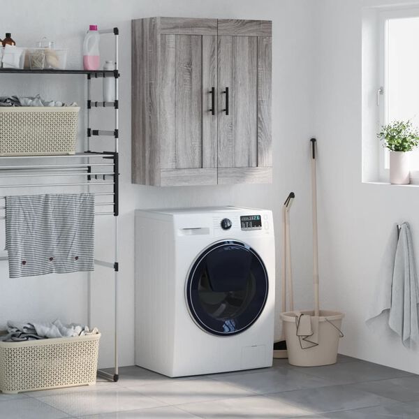 vidaXL V&auml;ggsk&aring;p gr&aring; sonoma 69,5x34x90 cm konstruerat tr&auml;