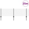 vidaXL St&auml;ngsel med stolpe Gr&aring; 0,4 x 25 m St&aring;l och PVC