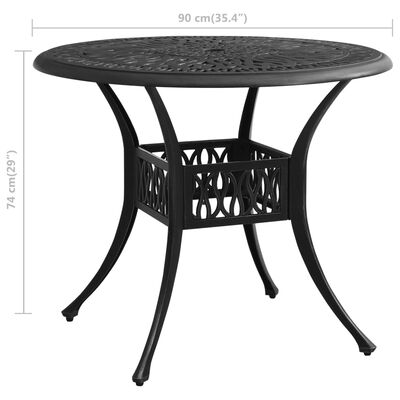 vidaXL Trädgårdsbord svart 90x90x74 cm gjuten aluminium