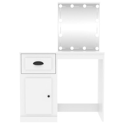 vidaXL Sminkbord med LED vit 90x50x132,5 cm konstruerat trä