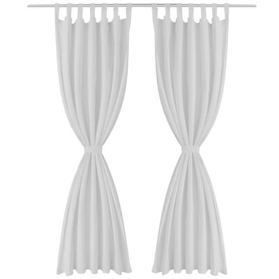 2-pack gardiner med öglor i vit microsatin 140 x 245 cm